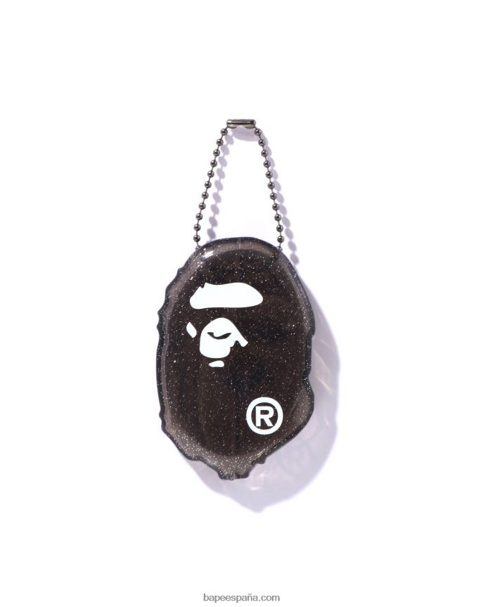 hombres A Bathing Ape caja de monedas de cabeza 288PLL595 negro