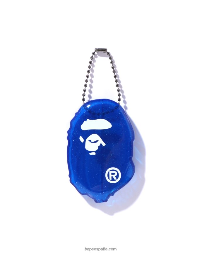 hombres A Bathing Ape caja de monedas de cabeza 288PLL596 azul