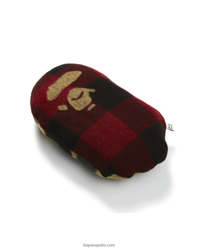 hombres A Bathing Ape cojín para la cabeza x woolrich 288PLL580 rojo brillante