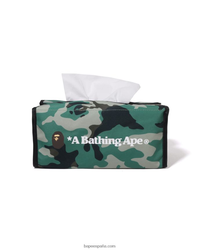 hombres A Bathing Ape Estuche de pañuelos de viaje de camuflaje Woodland 288PLL455 ejercito verde