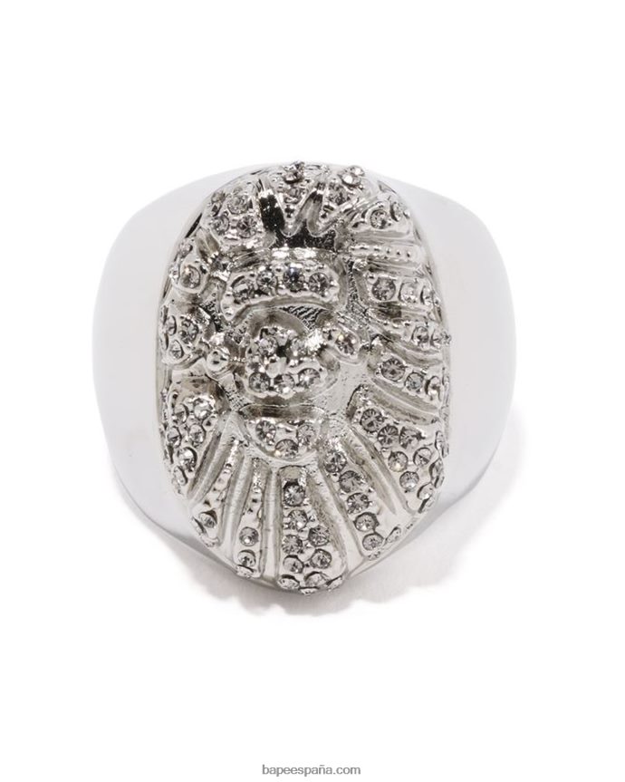 hombres A Bathing Ape anillo de piedra de cristal de cabeza 288PLL555 plata
