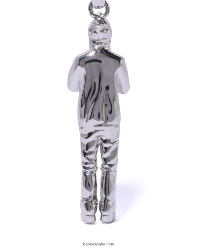 hombres A Bathing Ape collar de tiburón seijin 288PLL467 plata