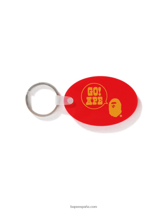 hombres A Bathing Ape llavero de goma 288PLL478 rojo brillante