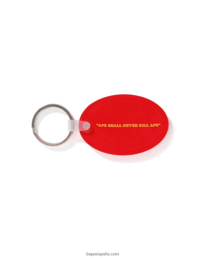 hombres A Bathing Ape llavero de goma 288PLL478 rojo brillante