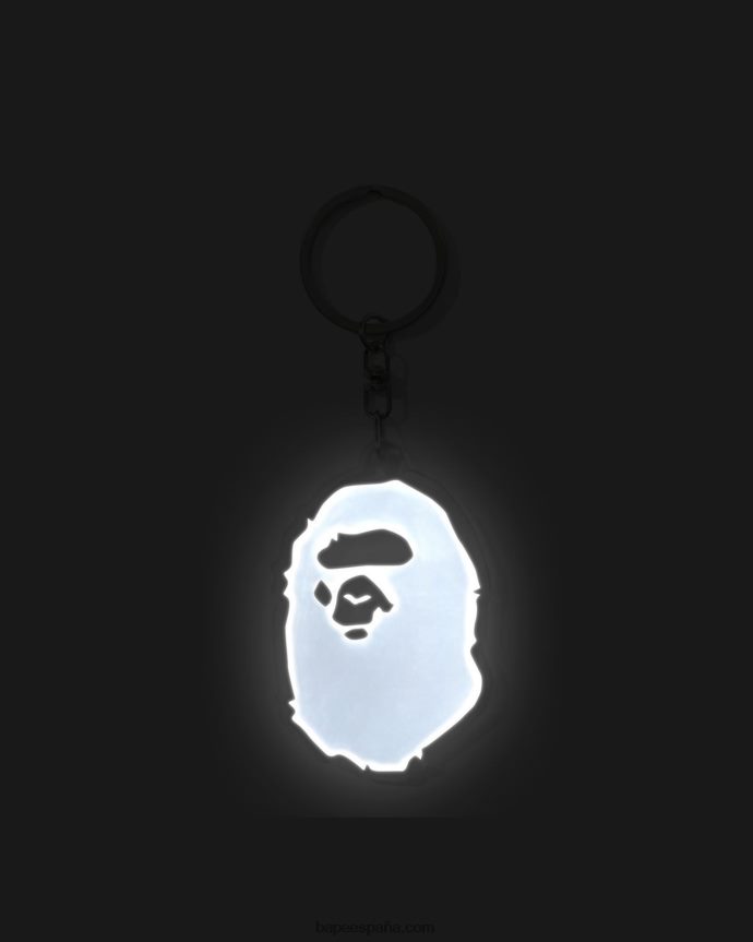 hombres A Bathing Ape llavero reflectante de la cabeza 288PLL483 negro