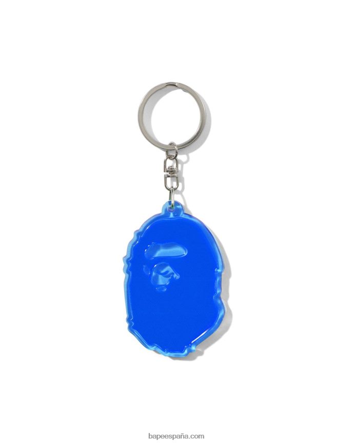 hombres A Bathing Ape llavero reflectante de la cabeza 288PLL484 azul