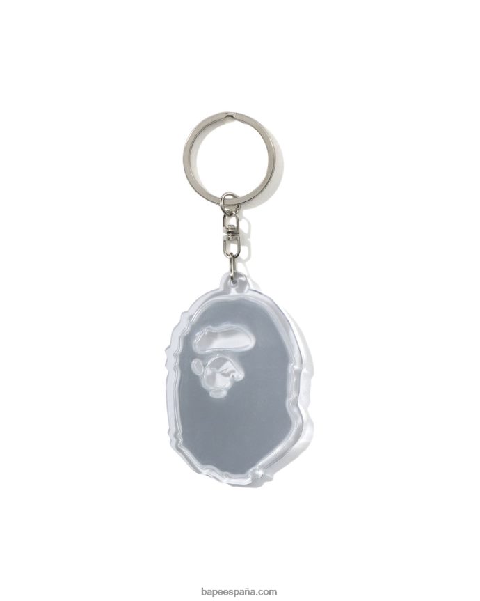 hombres A Bathing Ape llavero reflectante de la cabeza 288PLL486 blanco