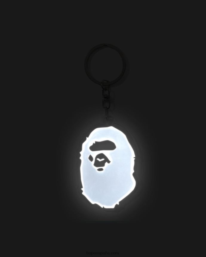 hombres A Bathing Ape llavero reflectante de la cabeza 288PLL486 blanco