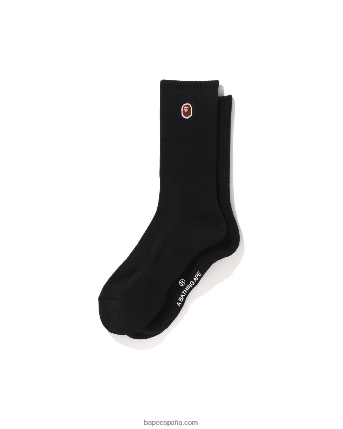 hombres A Bathing Ape cabeza de un punto calcetines 288PLL502 negro