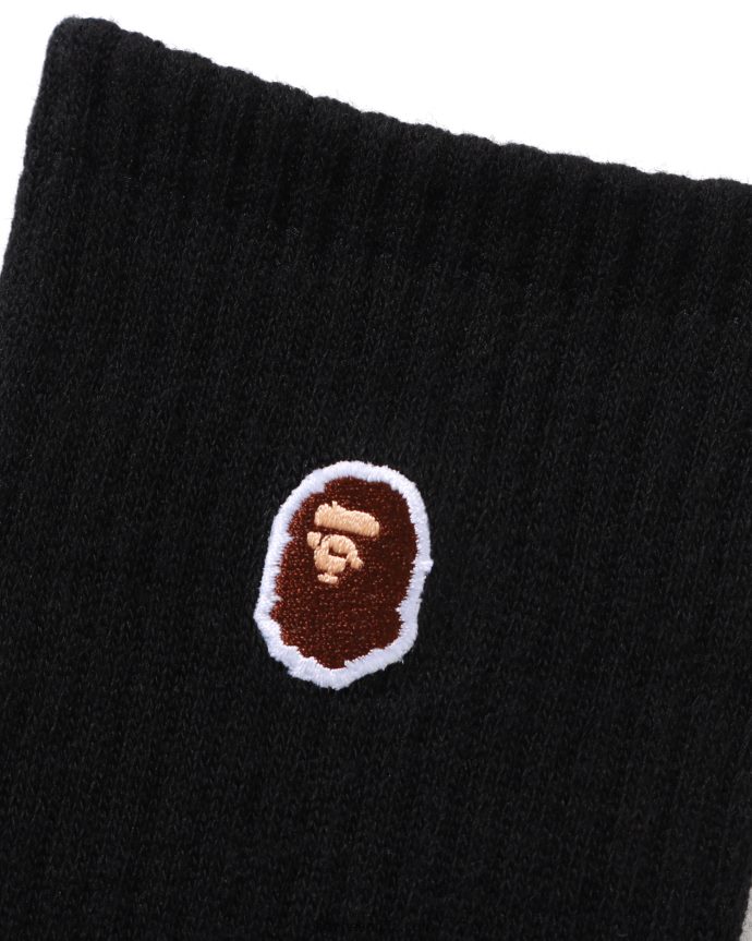 hombres A Bathing Ape cabeza de un punto calcetines 288PLL502 negro