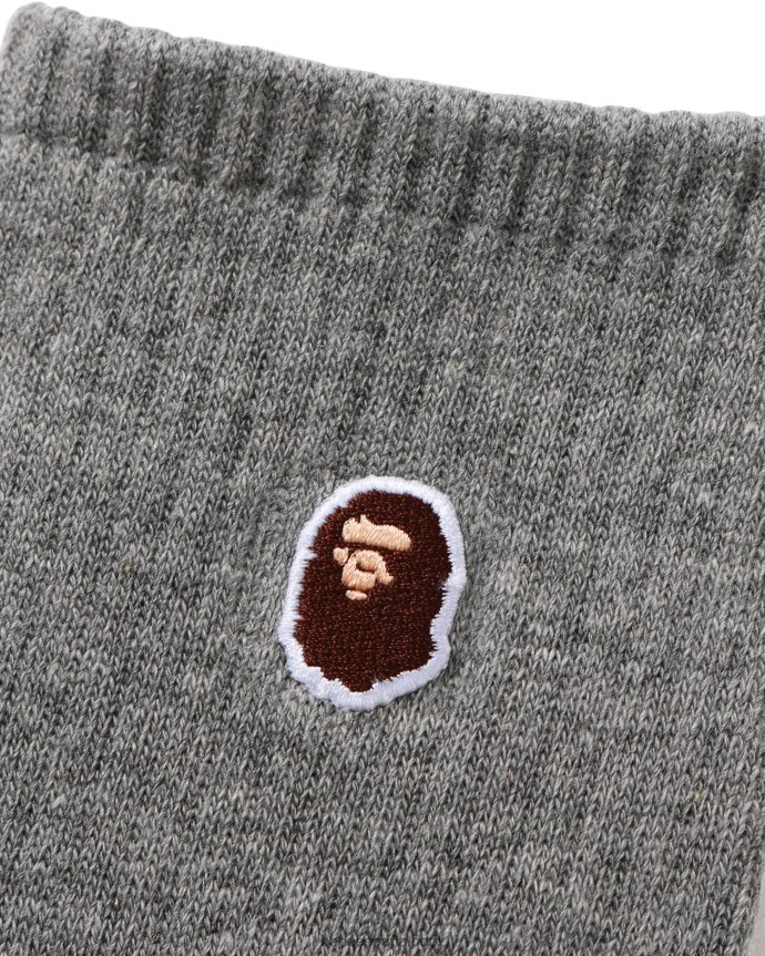 hombres A Bathing Ape cabeza de un punto calcetines 288PLL503 gris