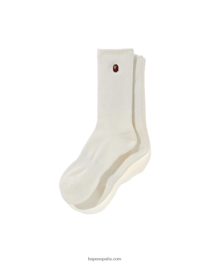 hombres A Bathing Ape cabeza de un punto calcetines 288PLL504 blanco