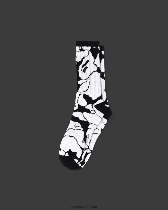 hombres A Bathing Ape calcetines reflectantes de camuflaje 288PLL407 negro