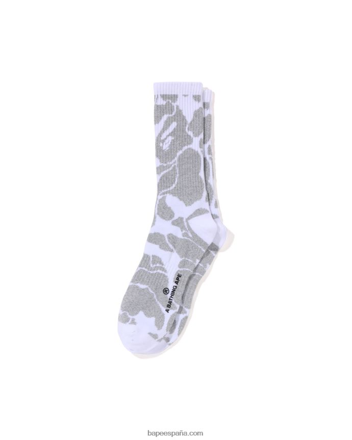 hombres A Bathing Ape calcetines reflectantes de camuflaje 288PLL408 blanco