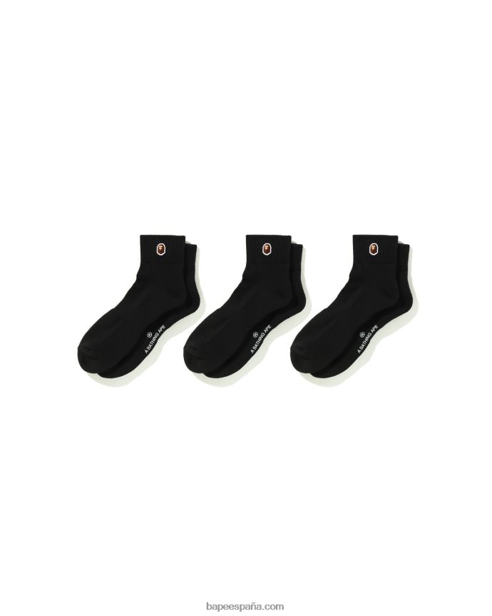 hombres A Bathing Ape calcetines tobilleros de un punto con cabeza 288PLL578 negro