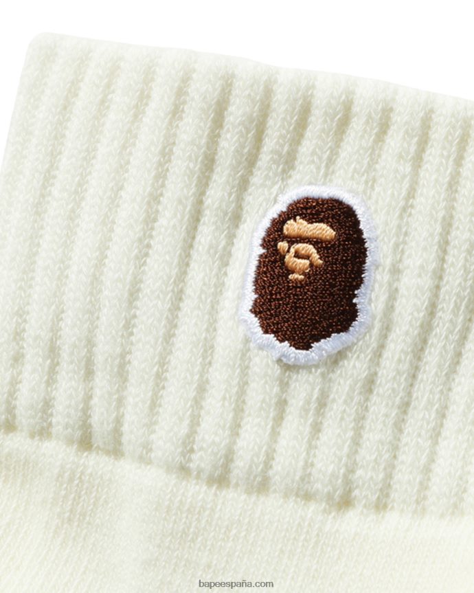 hombres A Bathing Ape calcetines tobilleros de un punto con cabeza 288PLL579 blanco