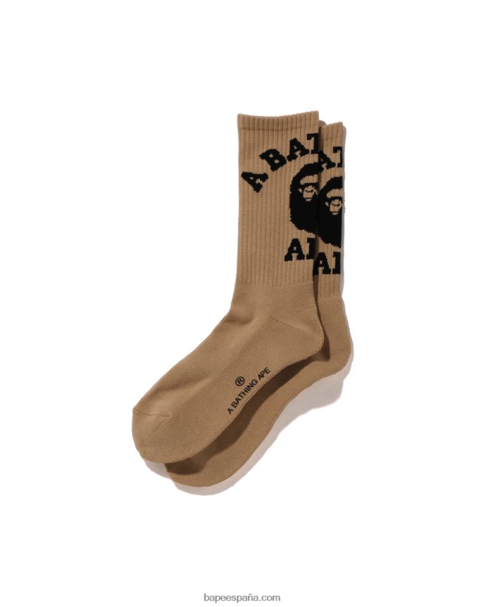 hombres A Bathing Ape calcetines universitarios 288PLL424 beige