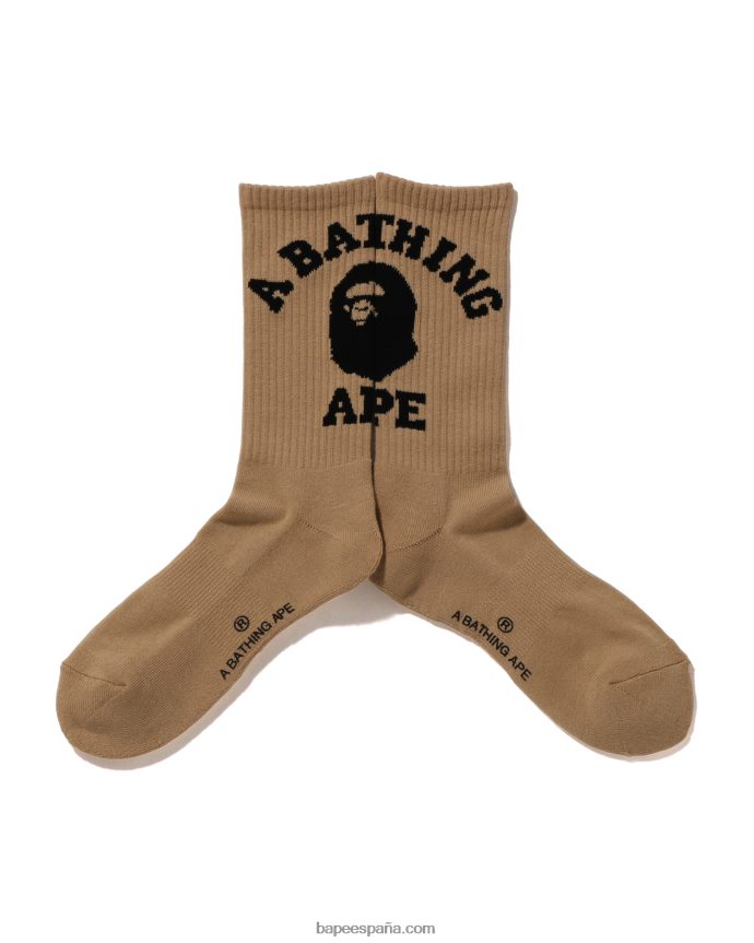 hombres A Bathing Ape calcetines universitarios 288PLL424 beige