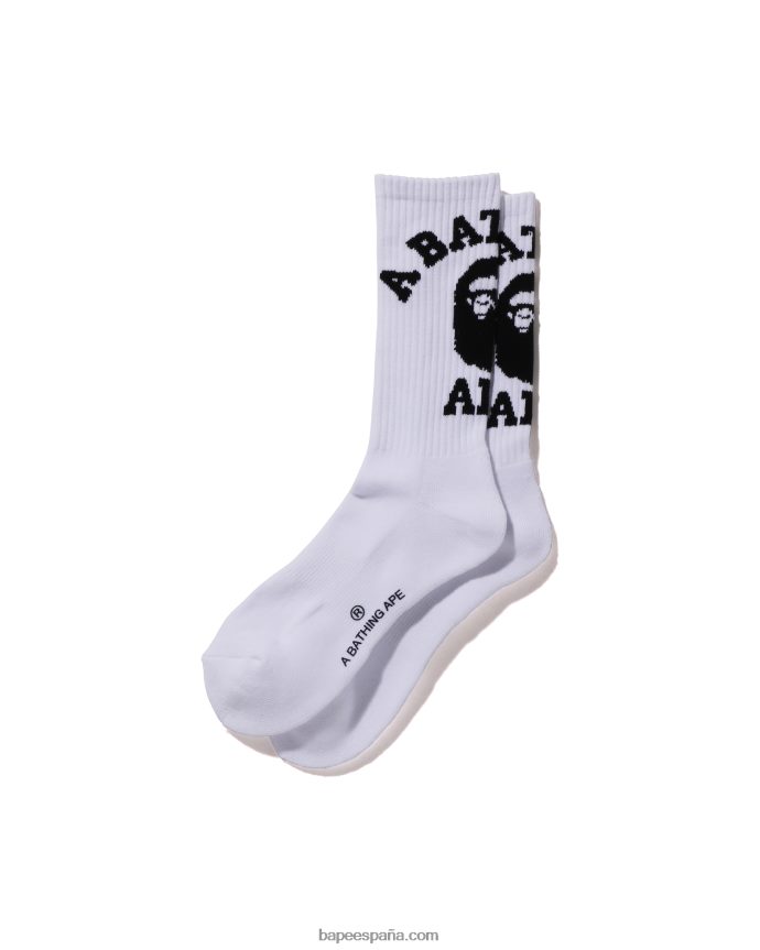 hombres A Bathing Ape calcetines universitarios 288PLL428 blanco
