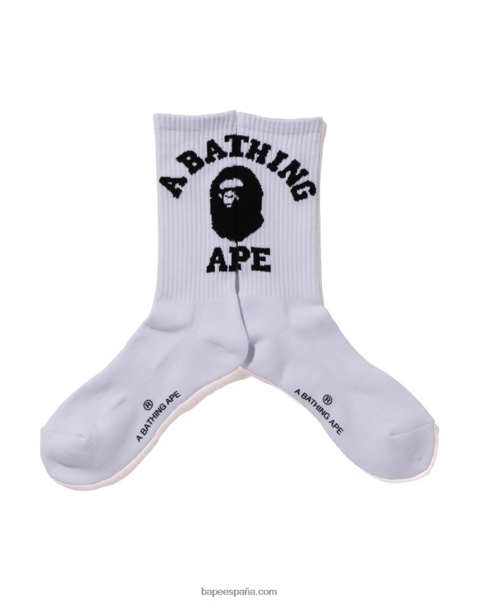 hombres A Bathing Ape calcetines universitarios 288PLL428 blanco