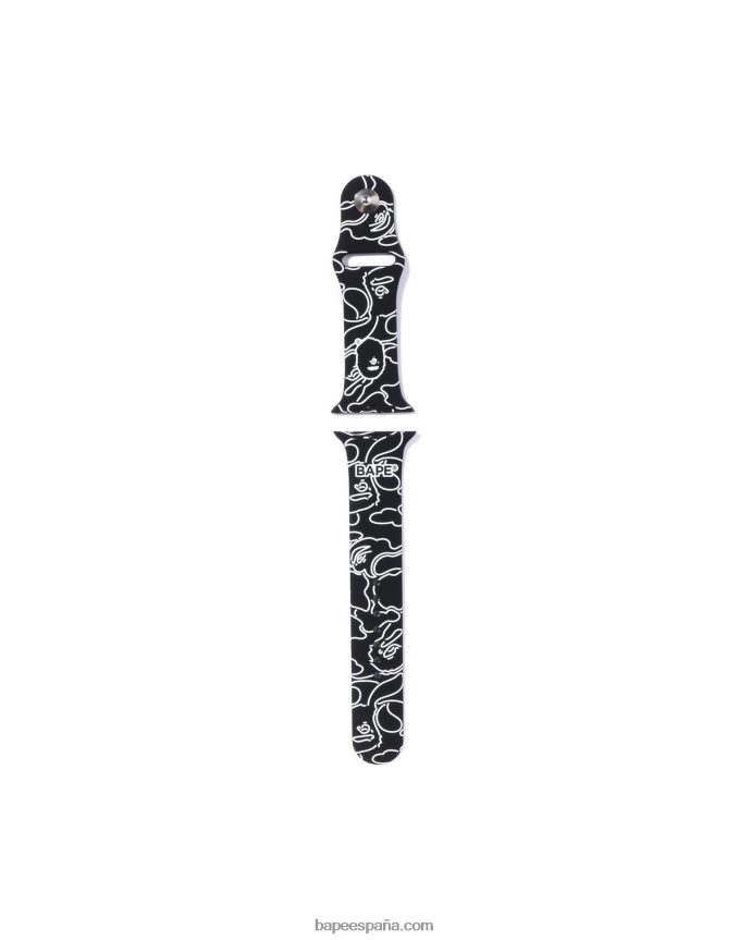 hombres A Bathing Ape banda de reloj de camuflaje de neón 288PLL540 negro