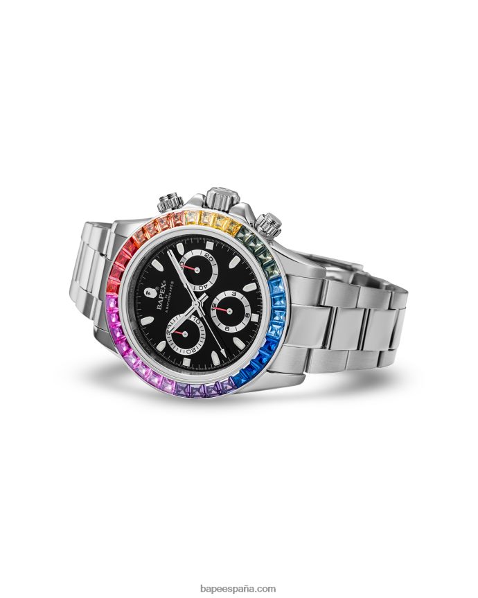 hombres A Bathing Ape piedra de cristal tipo 4 288PLL383 plata