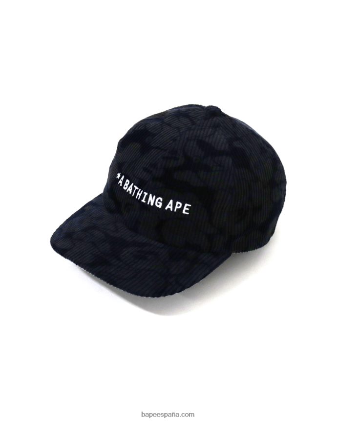 hombres A Bathing Ape gorra con panel de pana de camuflaje sólido 288PLL643 Azul marino