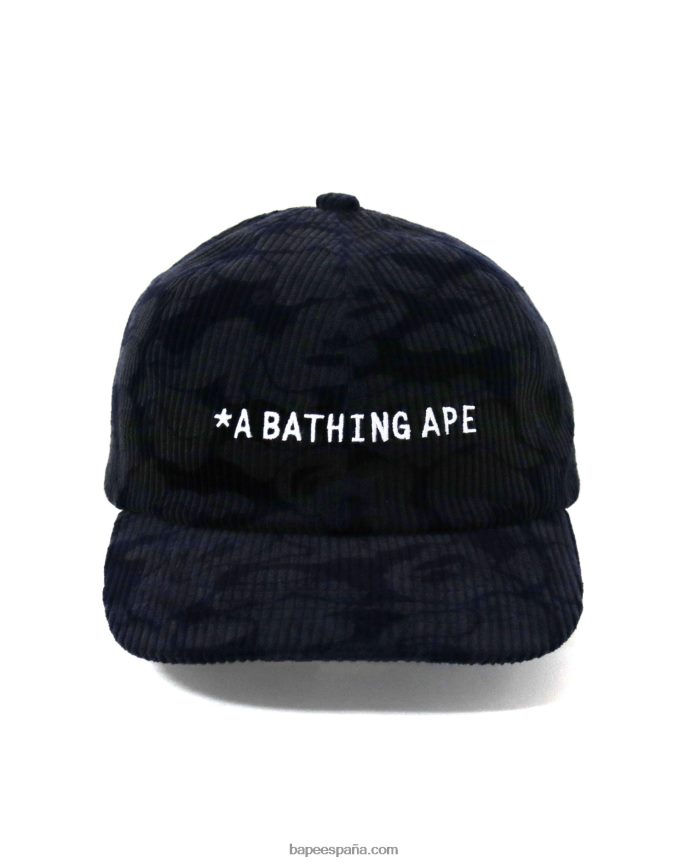 hombres A Bathing Ape gorra con panel de pana de camuflaje sólido 288PLL643 Azul marino