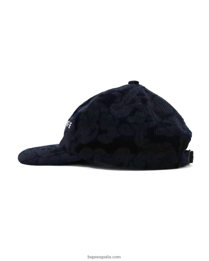 hombres A Bathing Ape gorra con panel de pana de camuflaje sólido 288PLL643 Azul marino