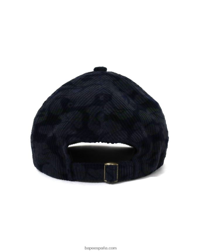 hombres A Bathing Ape gorra con panel de pana de camuflaje sólido 288PLL643 Azul marino