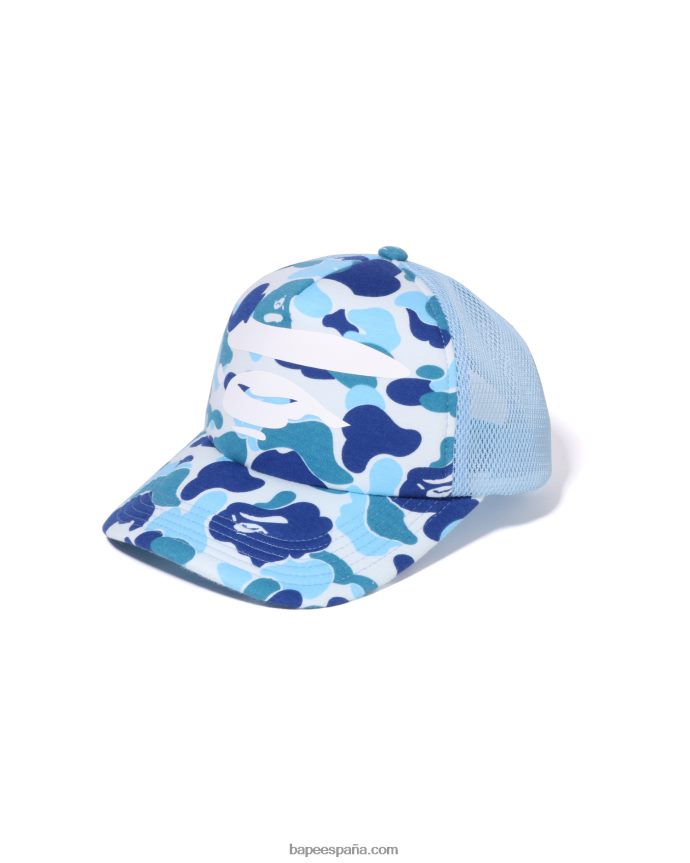 hombres A Bathing Ape gorra de malla con cara de camuflaje abc 288PLL402 azul claro