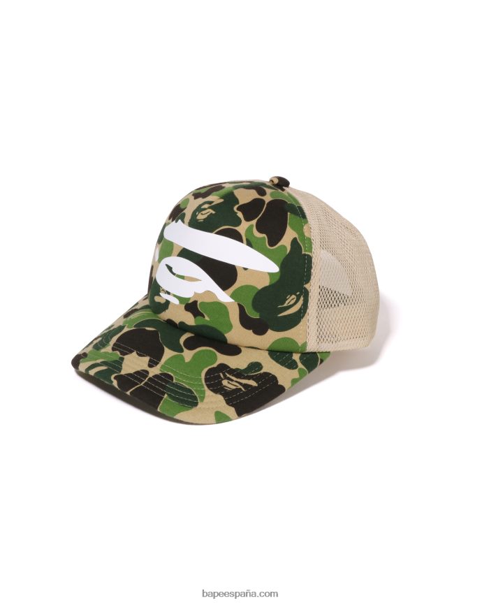 hombres A Bathing Ape gorra de malla con cara de camuflaje abc 288PLL403 ejercito verde
