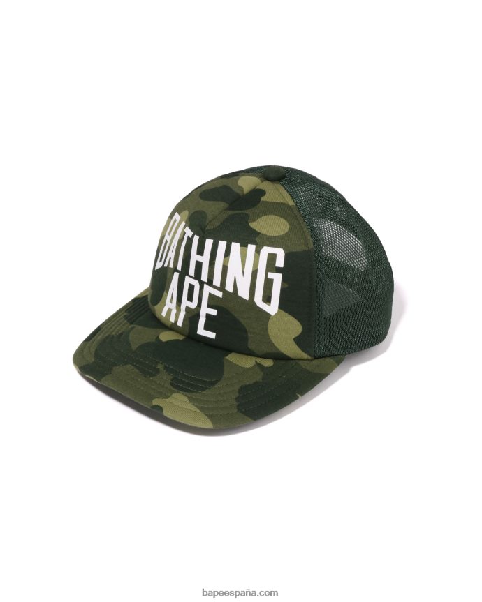 hombres A Bathing Ape gorra de malla con logo de camuflaje de color nyc 288PLL533 ejercito verde