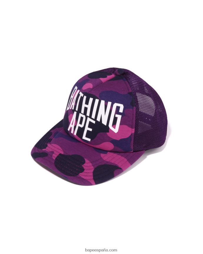 hombres A Bathing Ape gorra de malla con logo de camuflaje de color nyc 288PLL535 púrpura