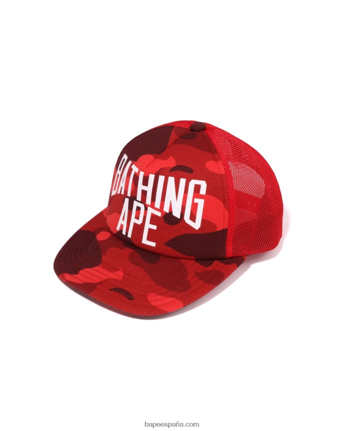 hombres A Bathing Ape gorra de malla con logo de camuflaje de color nyc 288PLL536 rojo brillante