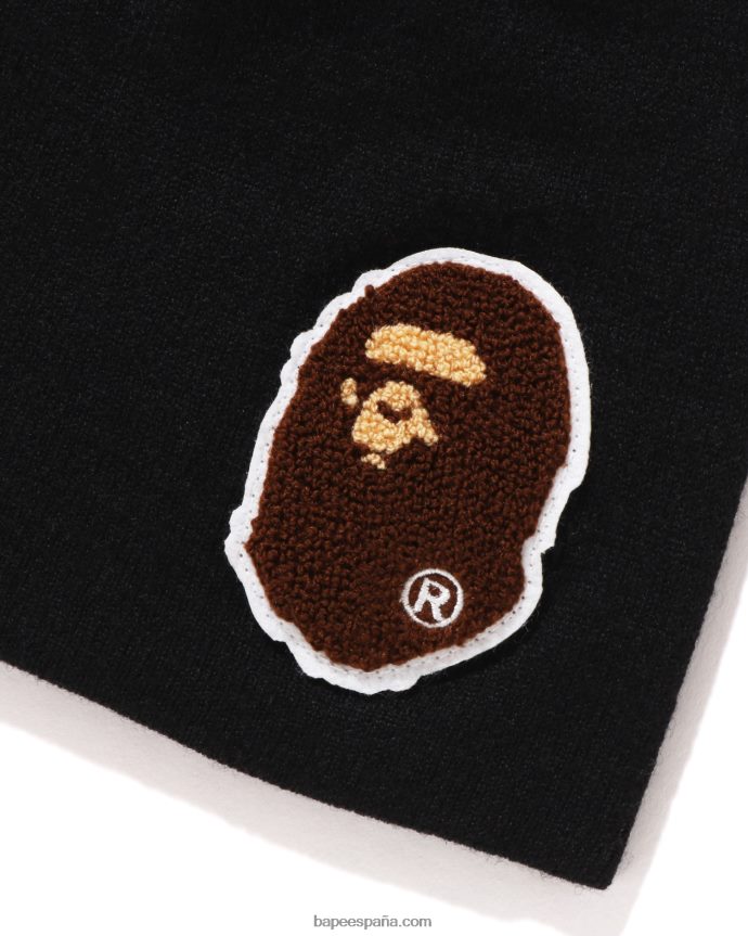 hombres A Bathing Ape gorra de punto de cabeza grande 288PLL589 negro