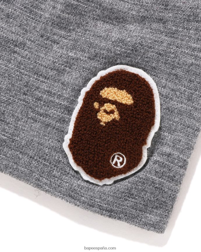 hombres A Bathing Ape gorra de punto de cabeza grande 288PLL590 gris