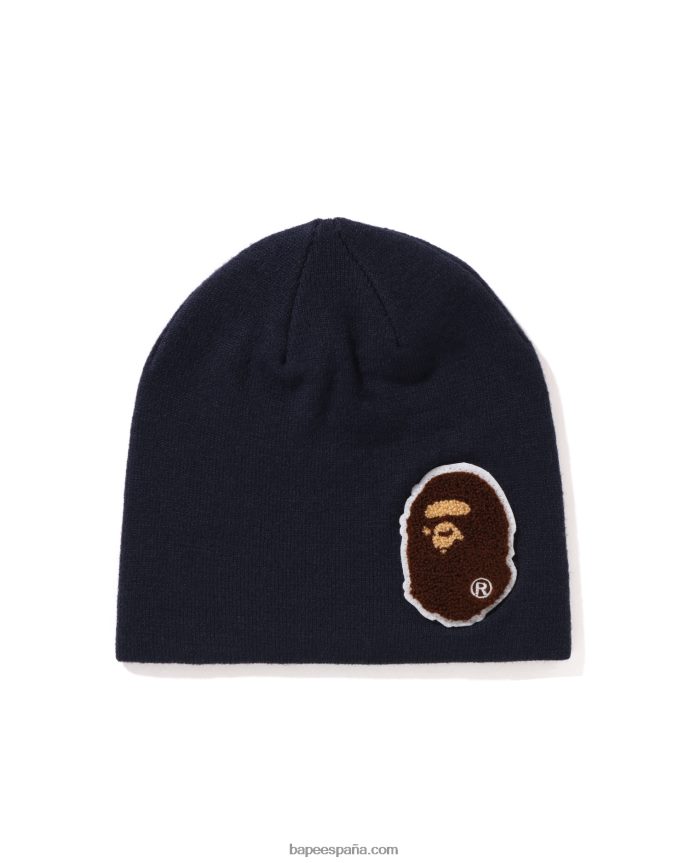 hombres A Bathing Ape gorra de punto de cabeza grande 288PLL591 azul