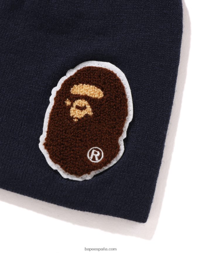 hombres A Bathing Ape gorra de punto de cabeza grande 288PLL591 azul