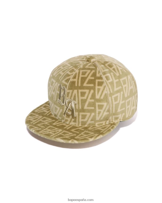hombres A Bathing Ape gorra de terciopelo con monograma del logo 288PLL419 beige