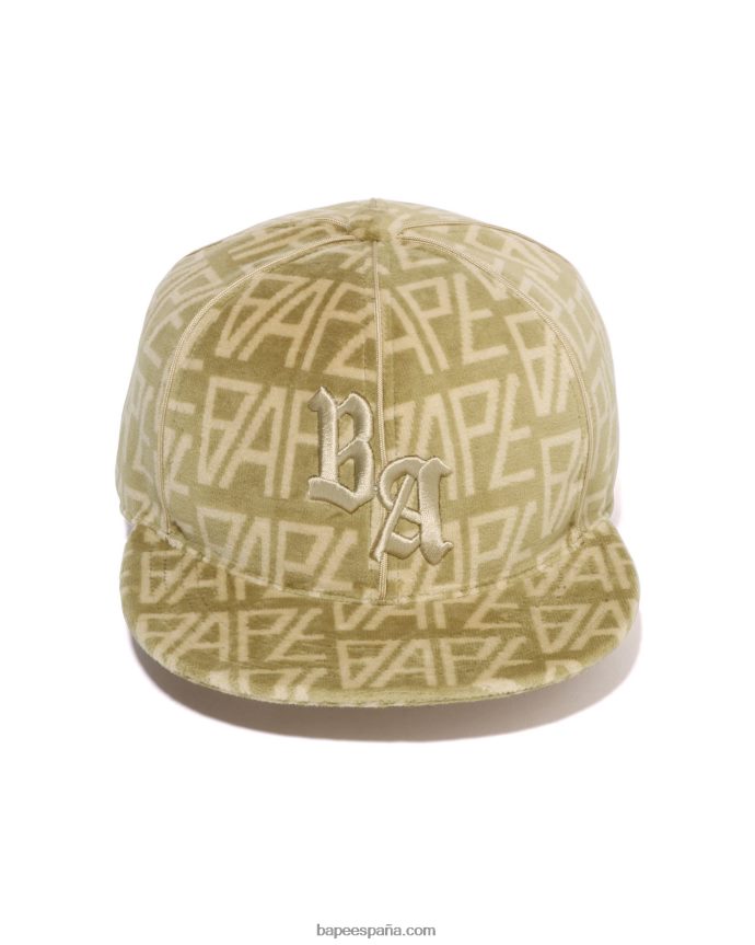 hombres A Bathing Ape gorra de terciopelo con monograma del logo 288PLL419 beige