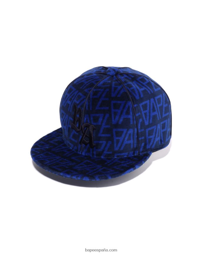 hombres A Bathing Ape gorra de terciopelo con monograma del logo 288PLL420 azul real