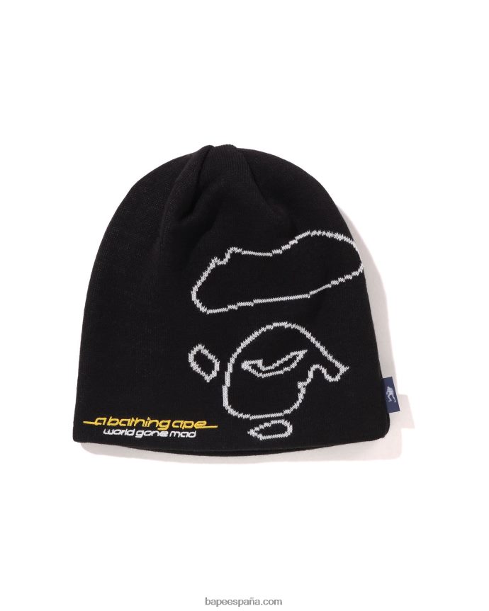 hombres A Bathing Ape gorra tejida con cara 288PLL496 negro
