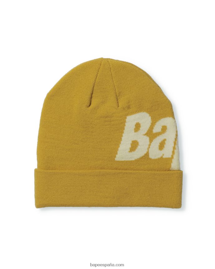hombres A Bathing Ape gorro de lana 288PLL632 amarillo empañado