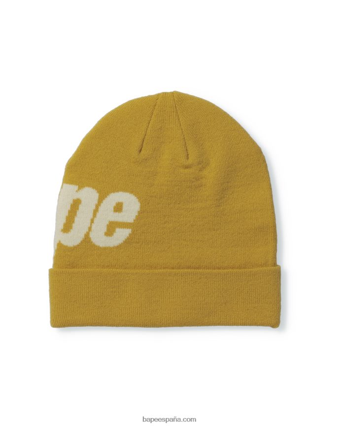 hombres A Bathing Ape gorro de lana 288PLL632 amarillo empañado