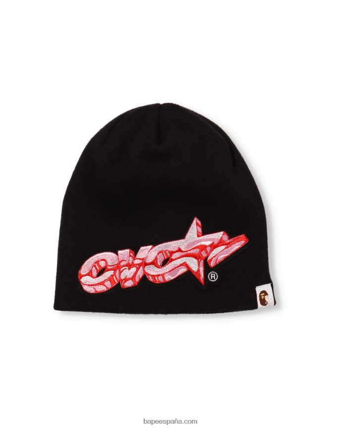hombres A Bathing Ape gorro tejido x ovo 288PLL652 negro