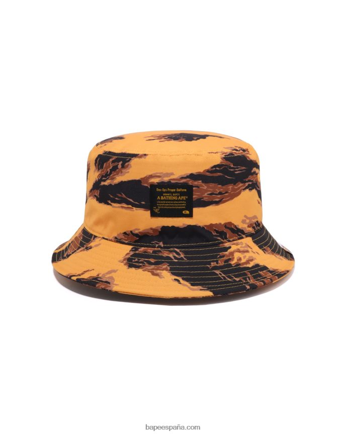 hombres A Bathing Ape sombrero de pescador con estampado de tigre 288PLL500 naranja