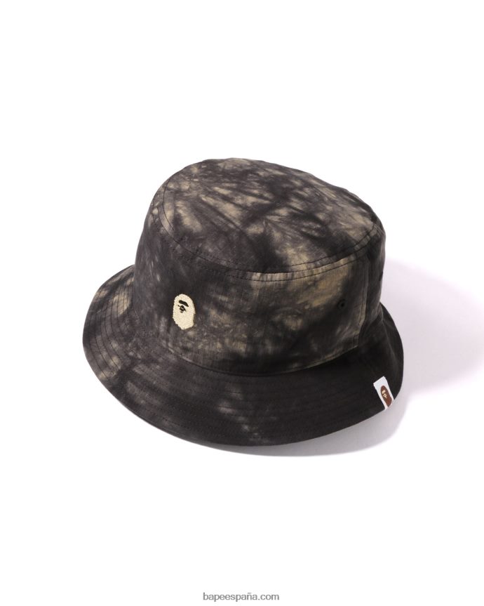 hombres A Bathing Ape sombrero de pescador de un punto con efecto tie dye 288PLL569 negro