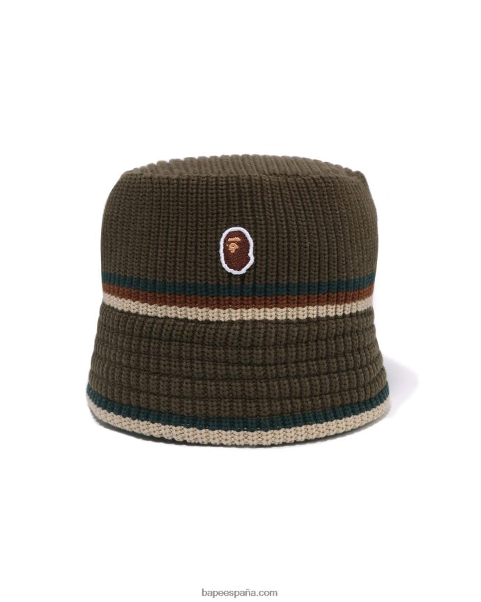hombres A Bathing Ape sombrero triturador de cabeza de un punto 288PLL418 caqui oscuro