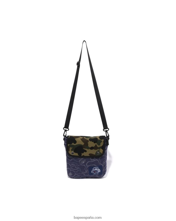 hombres A Bathing Ape bolso de hombro abc camuflado 288PLL421 Azul marino